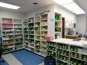 A pharmacy filled with organized medicated prescriptions