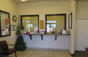 An office with a Christmas tree